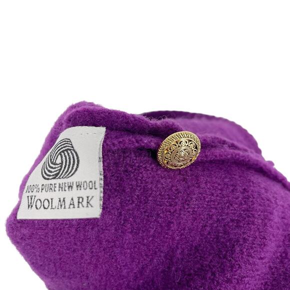 Vintage Pendleton 100% Virgin Wool Cardigan Purple Gold Button Small Petite 90s - Picture 4 of 11